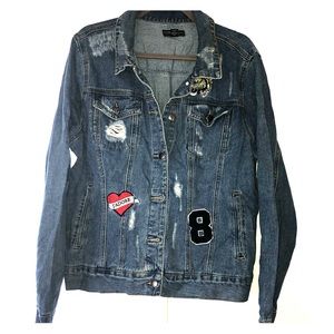 Forever 21+ denim jacket with patches